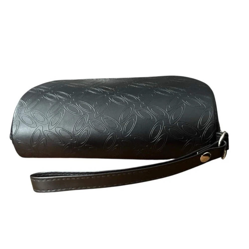 Oakley Authentic Women's Black Leather Zippered Sunglass Soft Case Wrist Strap